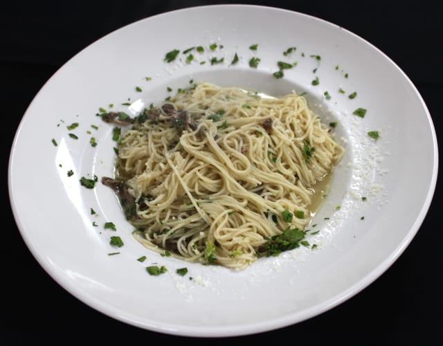 Zio Cosimo Angel Hair Garlic Oil and Anchovies.